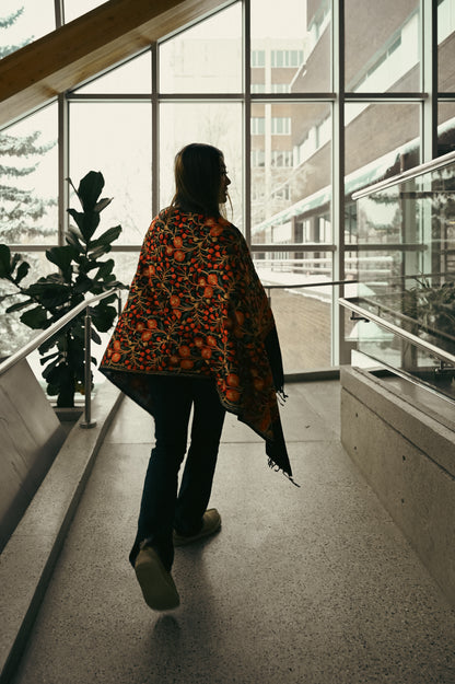 The Kashmir Pashmina Shawl (Black/Floral)
