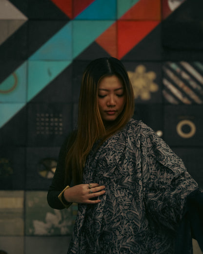 The Kashmir Pashmina Shawl (Navy/Floral)