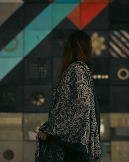 The Kashmir Pashmina Shawl (Navy/Floral)