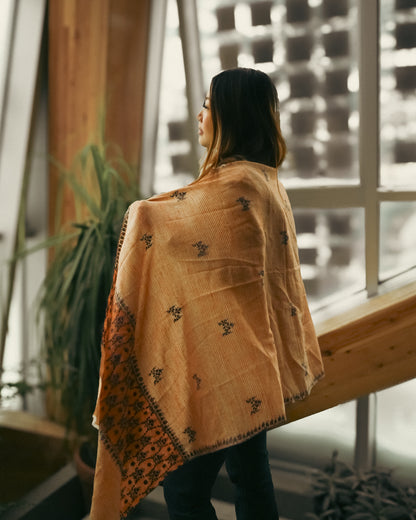 The Kashmir Pashmina Shawl (Orange/Floral)