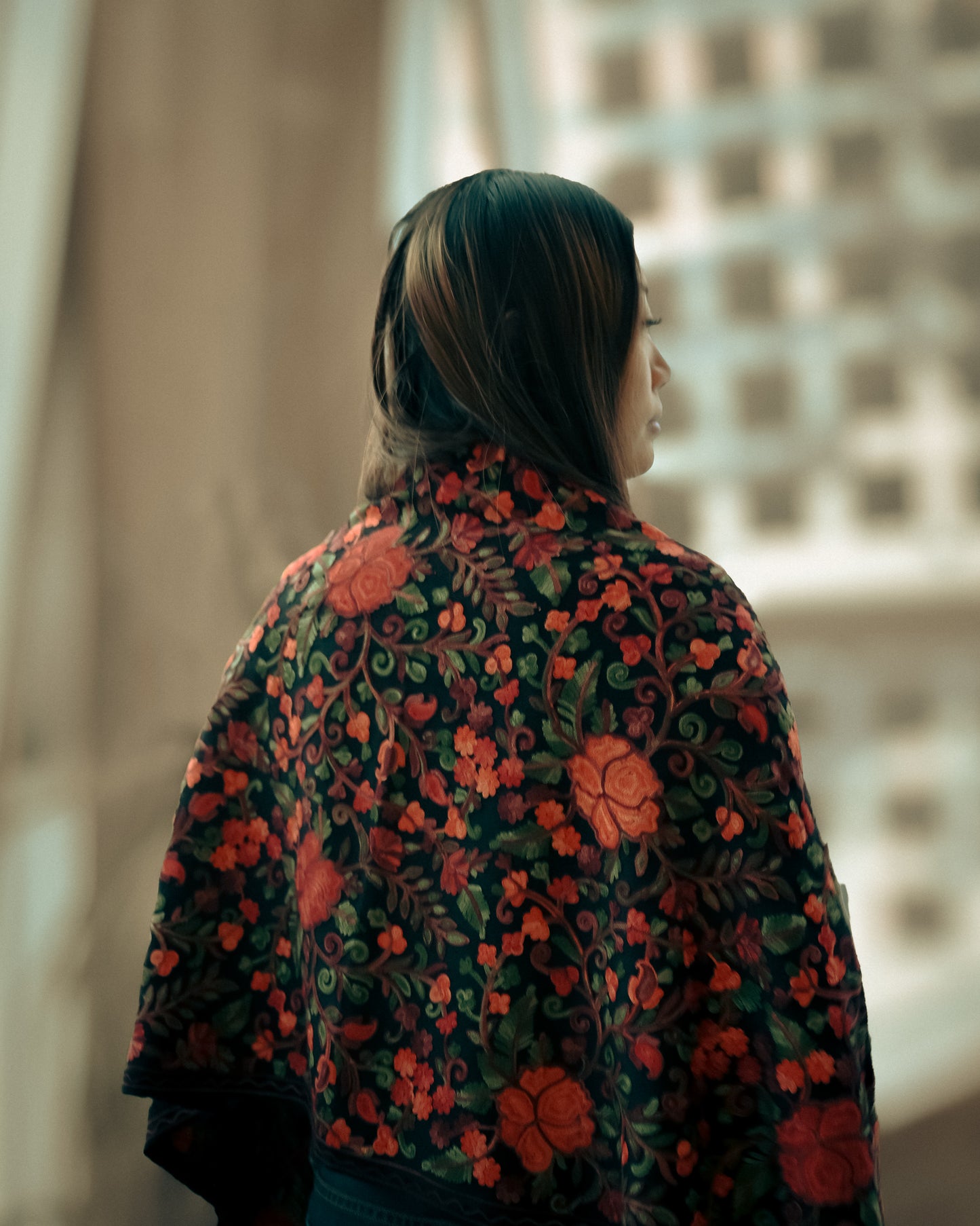 The Kashmir Pashmina Shawl (Black/Floral2)